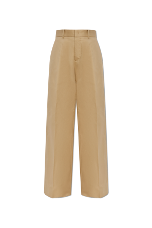 【BOTTEGA VENETA】 COTTON PANTS コットン パンツ 815456VA5Y0 Wool and cotton-blend wide-leg pants in brown - Bottega
